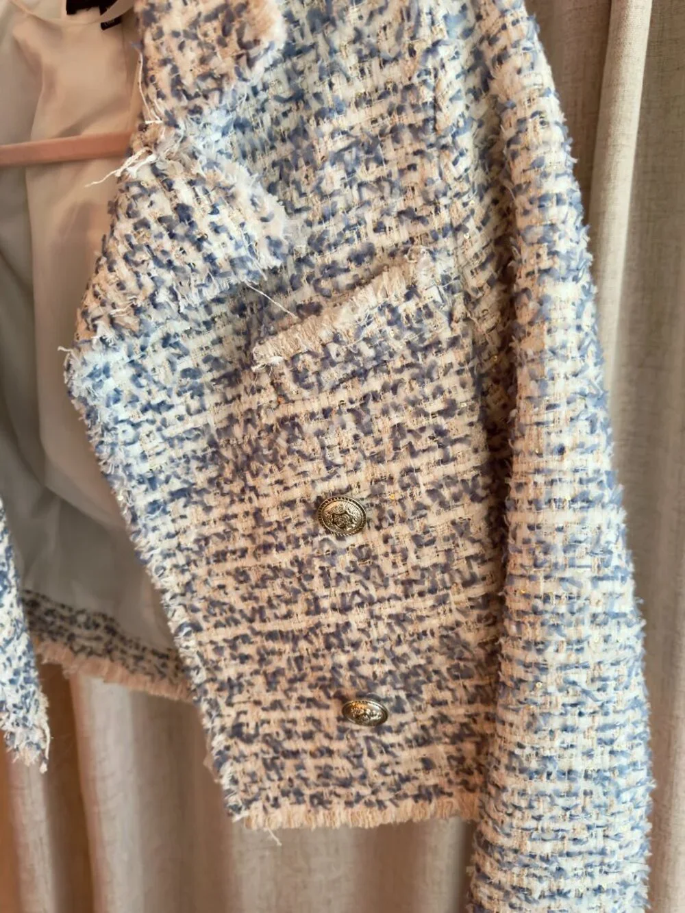 Blue Tulle Skirt & Tweed Jacket Matching Set XS